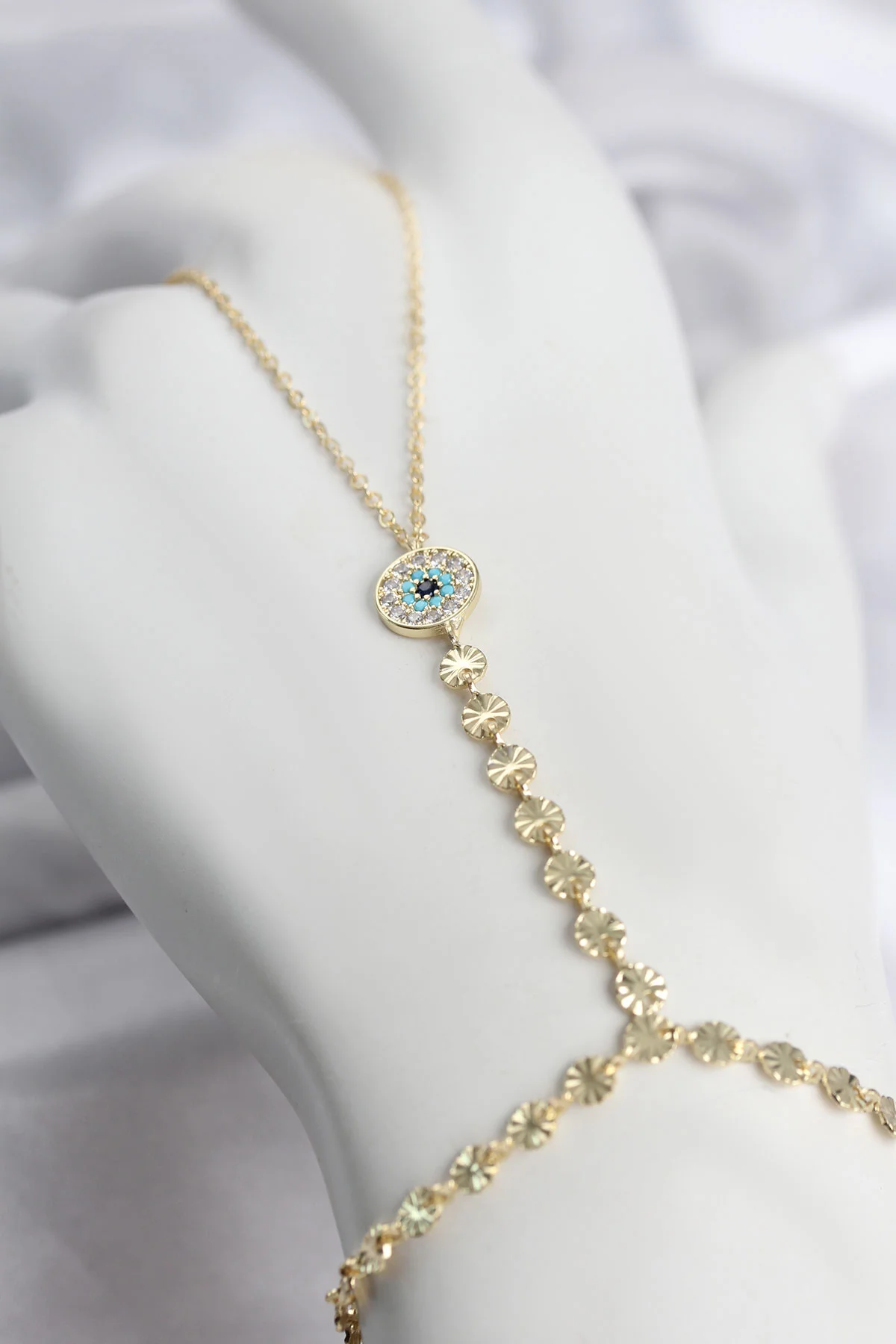 Gold Renk Pirinç Zirkon Taşlı Nazar Model Şahmeran TJ-SN773