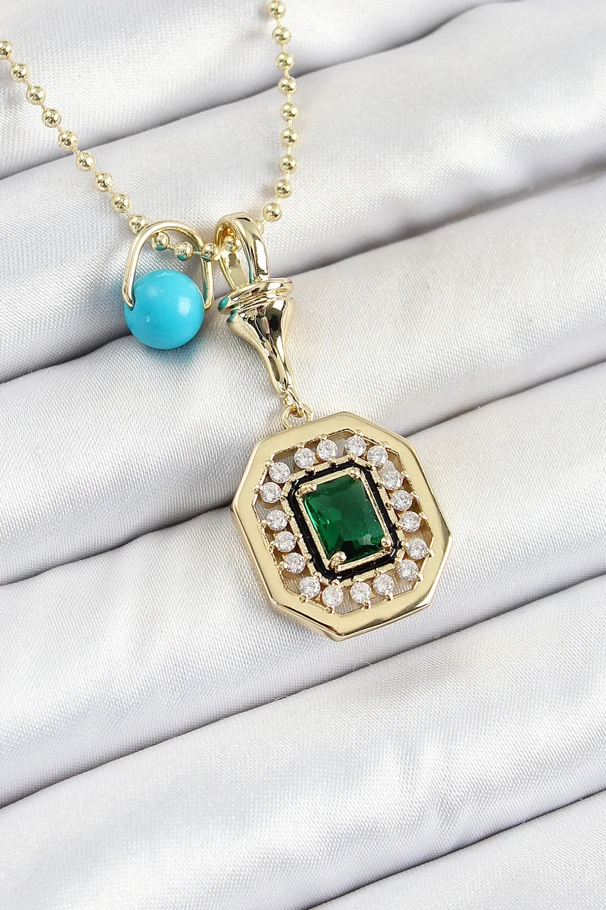 Gold Renk Pirinç Zirkon Taşlı Kadın Serenay Kolyesi Tj-bko10304 Diğer