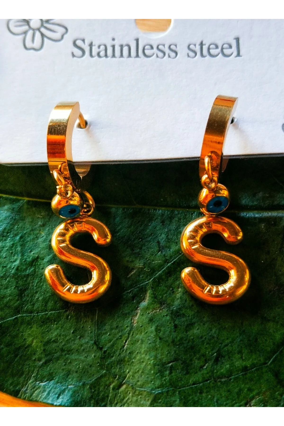 Gold Renk S Harfi Lüks Gösterişli Klips Küpe