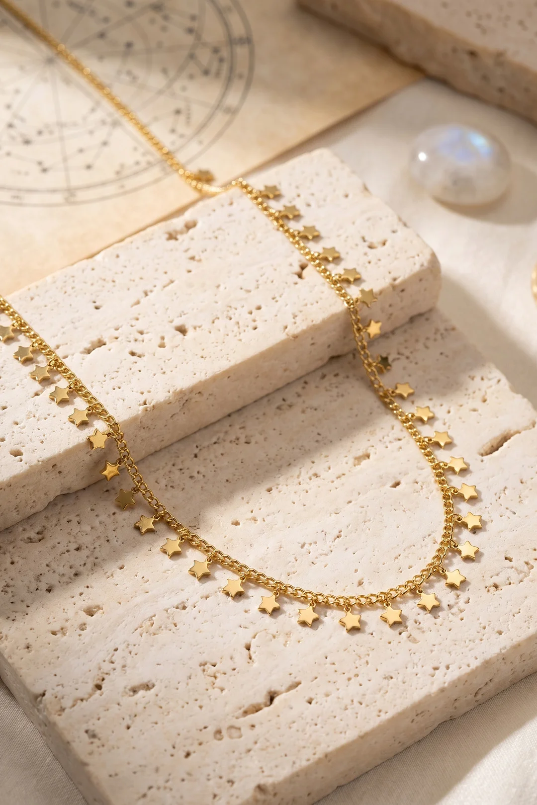 Gold Renk Yıldız Pul Model 60 cm Kadın Kolye TJ-BKO11211