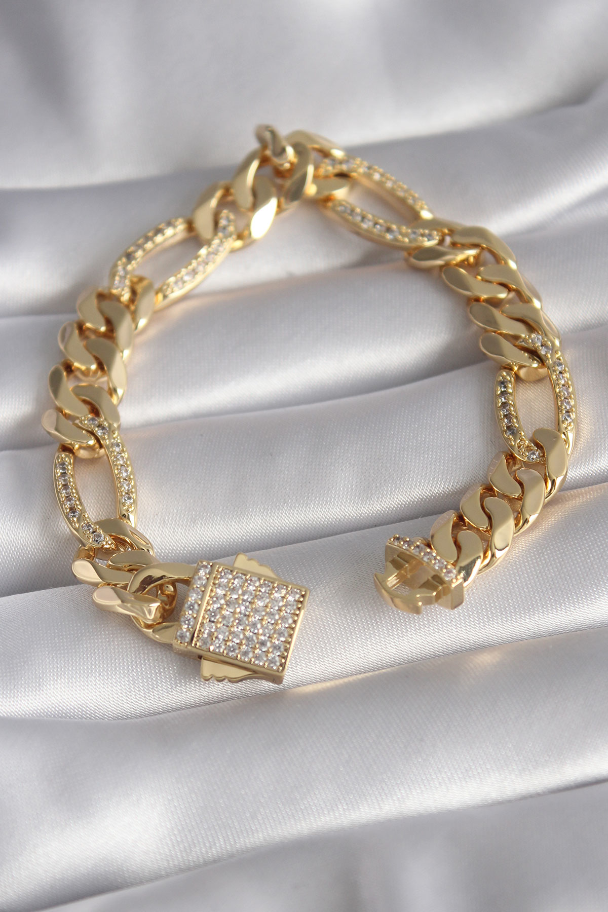 Gold Renk Zirkon Taşlı Zincir VIP Exclusive Seri Gurmet Model Kad