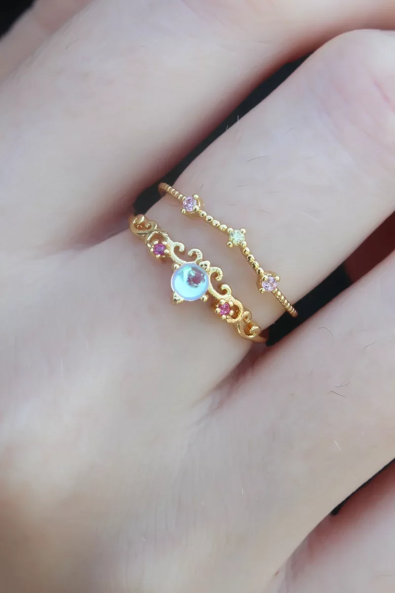 Gold Renk Zirkon Taşlı Taç Model Kadın Yüzük - Lisinya