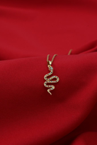 GOLD RENKLİ ZİRKON TAŞ YILAN FİGÜR KOLYE-ÇKOL123