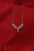 GOLD RENKLİ ZİRKON TAŞ MİKAİL KILICI ÇELİK KOLYE-ÇKOL119 GOLD RENKLİ ZİRKON TAŞ MİKAİL KILICI ÇELİK KOLYE-ÇKOL119