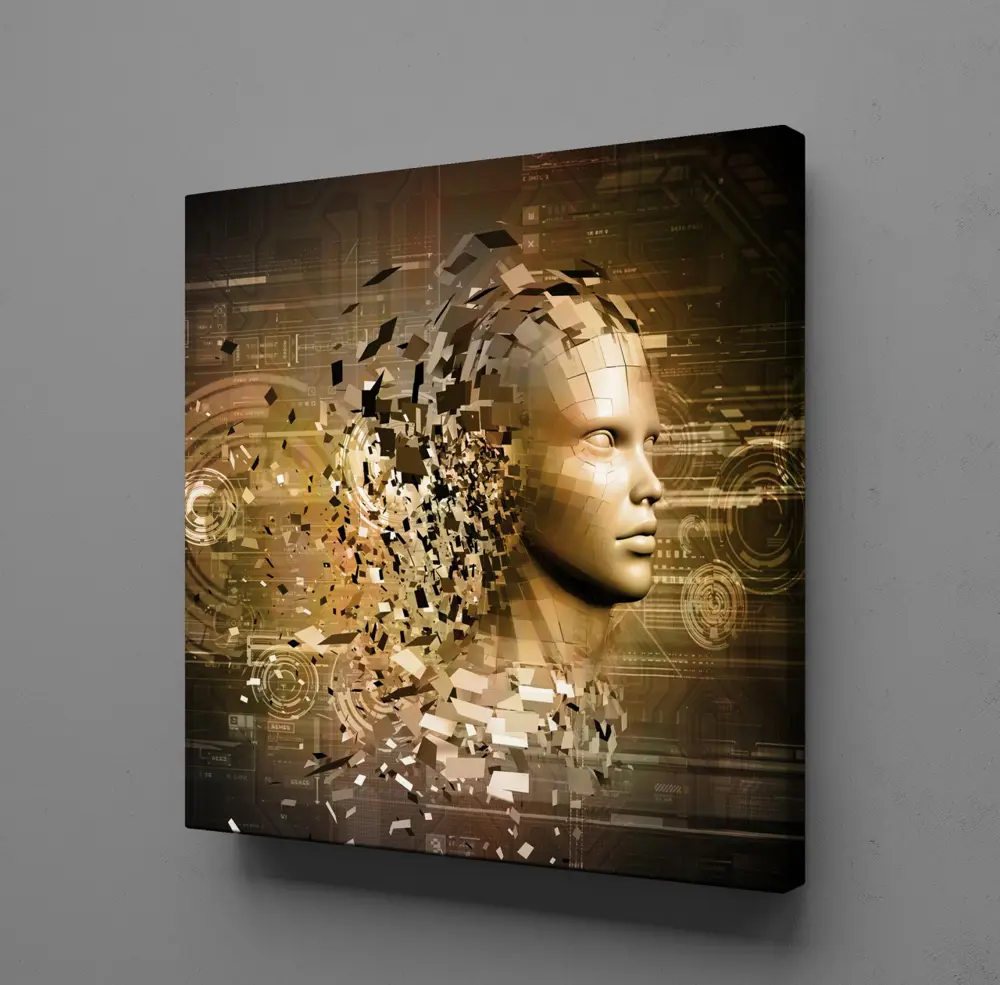 GOLD ROBOT KANVAS TABLO