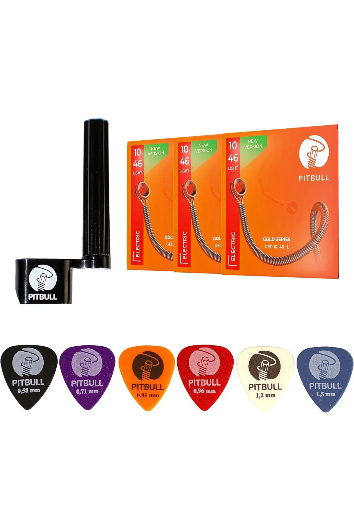 Gold Seri Elektro Gitar Teli 3'lü Set, Tel Sihirbazı, 6'lı Pena S