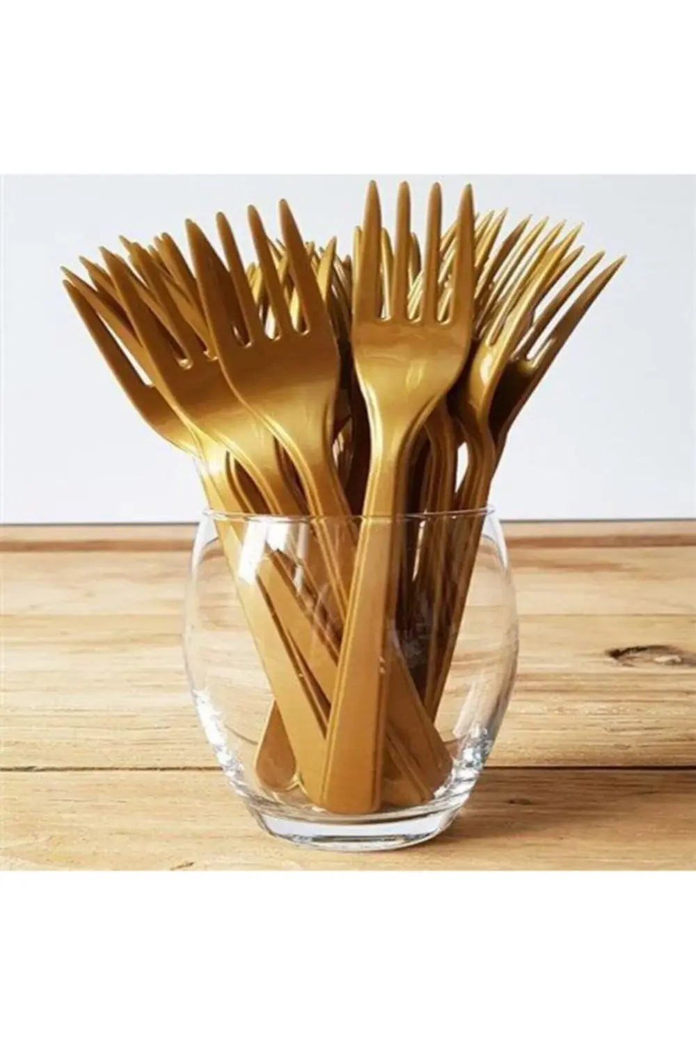 Gold Sert Plastik Çatal 25 Adet 18 cm