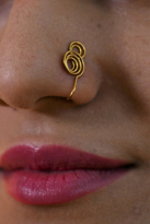 Tükkan Accessories Gold Sikiştirma Fake Desenli Burun Kistirma Deliksiz Hizma Pierci