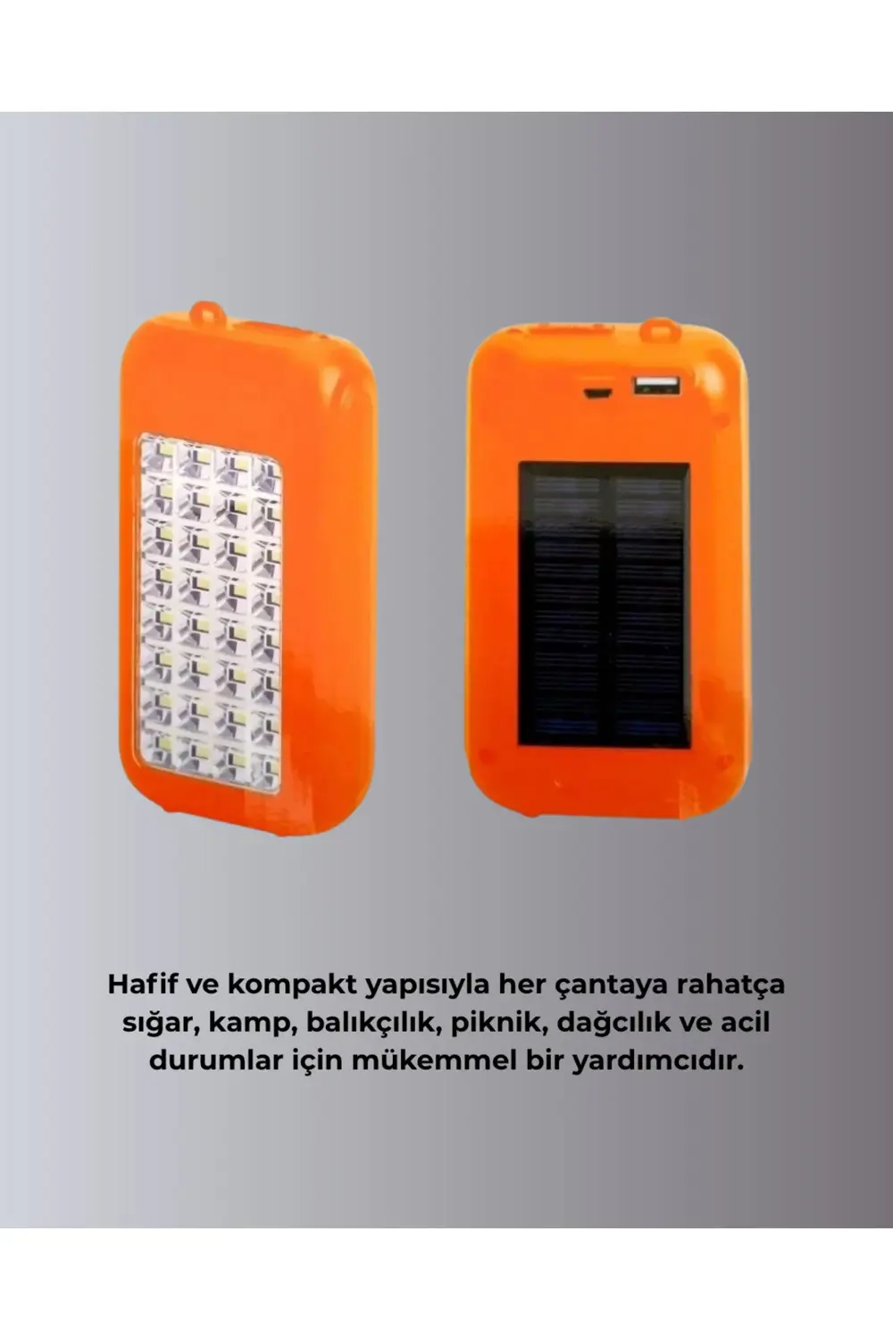 Gold Silver GS-875 Güneş Enerjili Powerbank ve 32 LED Işıldak