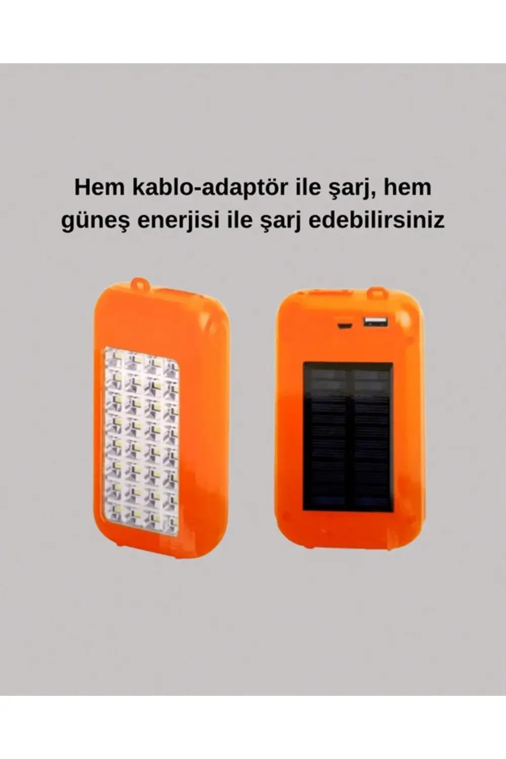 Gold Silver Güneş Enerjili Powerbank Işıldak – 10000 mAh Taşınabi
