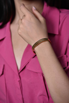 GOLD SİYAH HAMUR ŞAMBALA ZİRKON TAŞ KELEPÇE ÇELİK BİLEKLİK-KEZTÇB