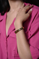 GOLD SİYAH HAMUR ŞAMBALA ZİRKON TAŞ KELEPÇE ÇELİK BİLEKLİK-KEZTÇB