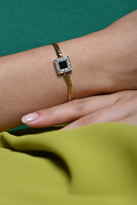 Tükkan Accessories Gold Siyah Zirkon Baget Taş Çelik Bileklik-Çebil28