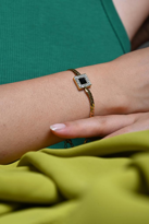 Tükkan Accessories Gold Siyah Zirkon Baget Taş Çelik Bileklik-Çebil28