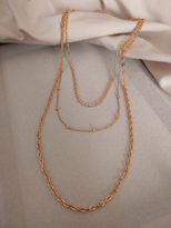Tükkan Accessories Gold Top Zincirli Üçlü Çoklu Kombin Kolye-Kol173
