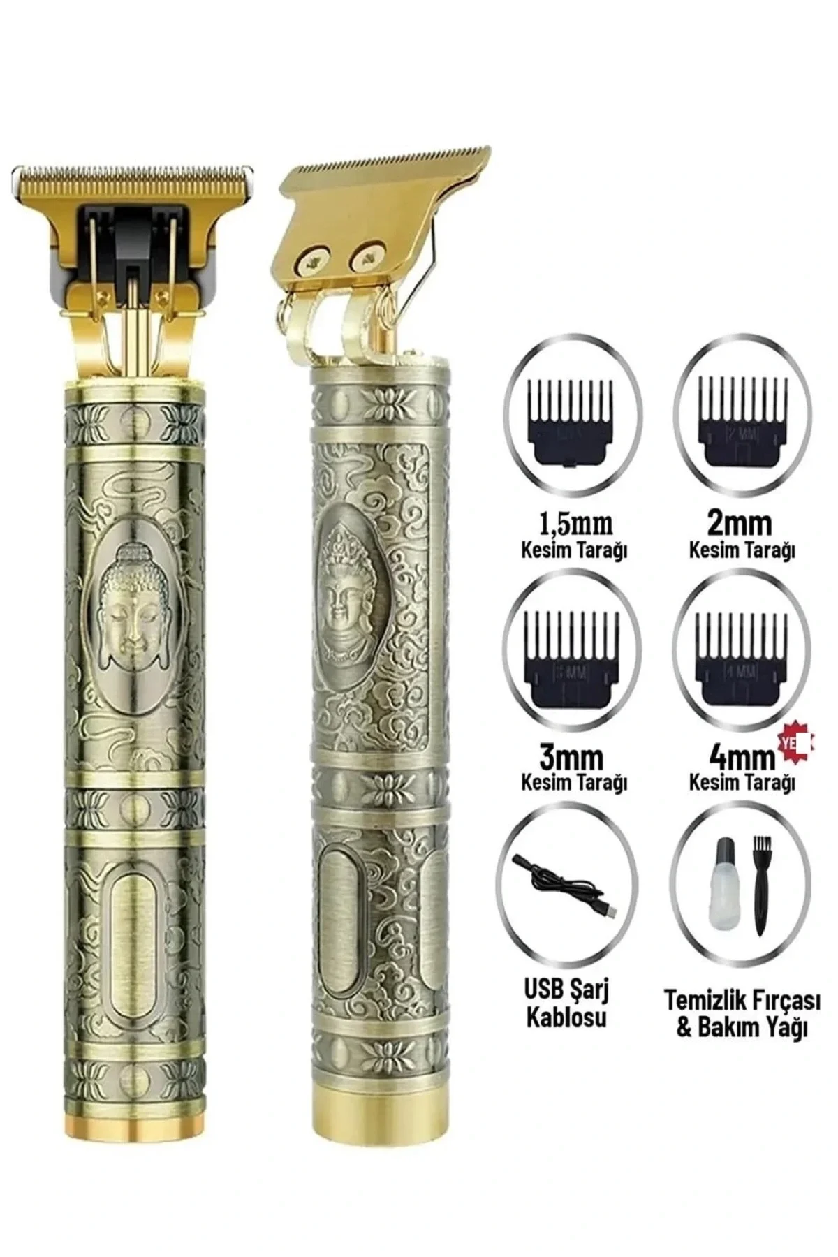 Gold Uçlu Vintage Şarjlı Traş Makinesi Saç Sakal Ense Çizim Vucü Gold Uçlu Vintage Şarjlı Traş Makinesi Saç Sakal Ense Çizim Vucü