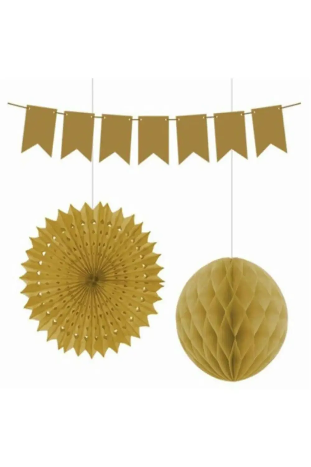 Gold Yelpaze Süs Seti 3 Adet