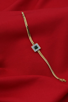 GOLD YEŞİL ZİRKON BAGET TAŞ ÇELİK BİLEKLİK-ÇEBİL25
