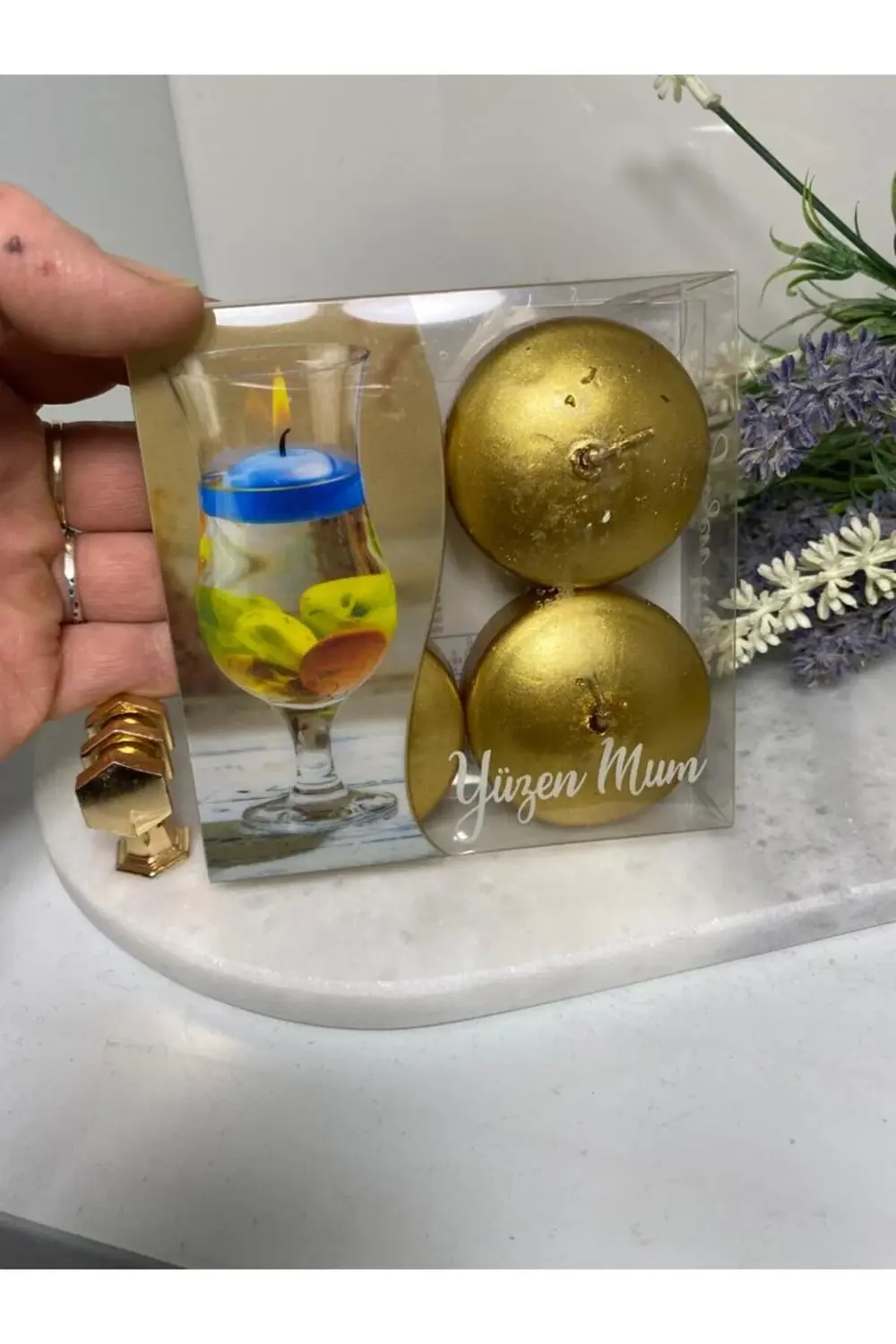 Gold Yüzen Mum 4Lü
