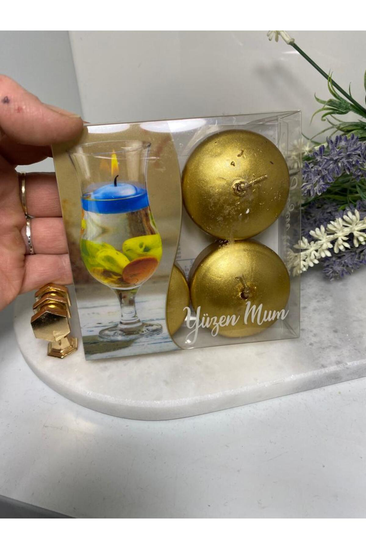 Elif Aksesuar Gold Yüzen Mum 4Lü