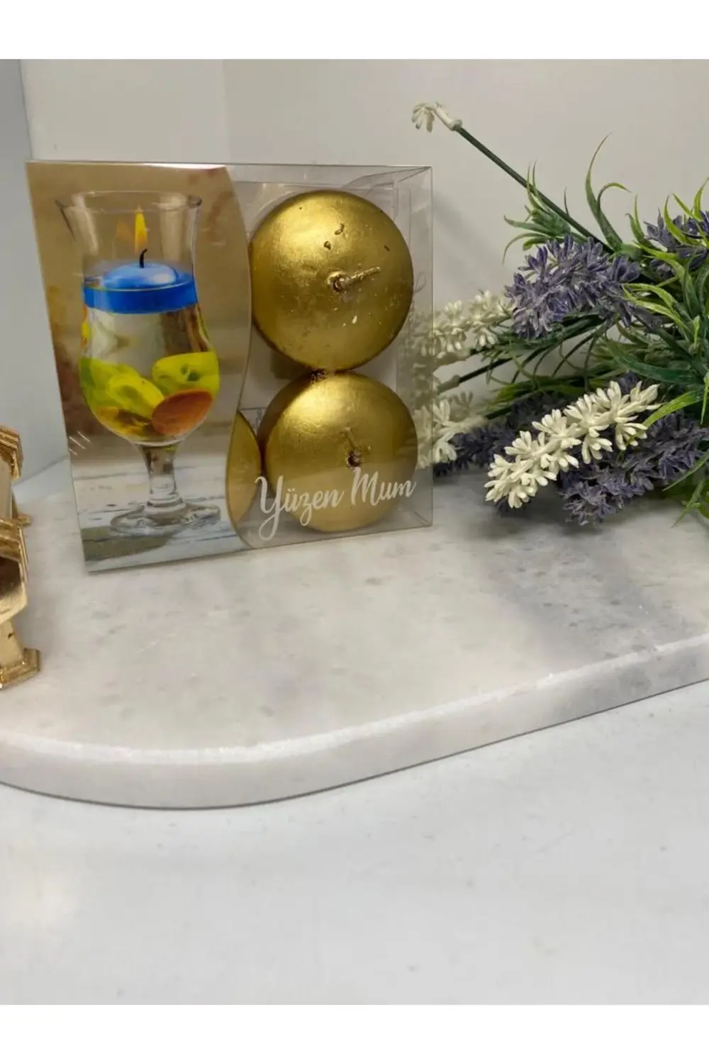 Gold Yüzen Mum 4Lü