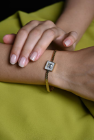 GOLD ZİRKON KARE BAGET TAŞ ÇELİK BİLEKLİK-ÇEBİL38