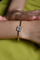 GOLD ZİRKON KARE BAGET TAŞ ÇELİK BİLEKLİK-ÇEBİL38