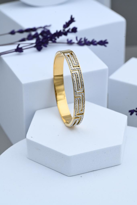GOLD ZİRKON TAŞLI KELEPÇE ÇELİK BİLEKLİK-KEZTÇBİ44