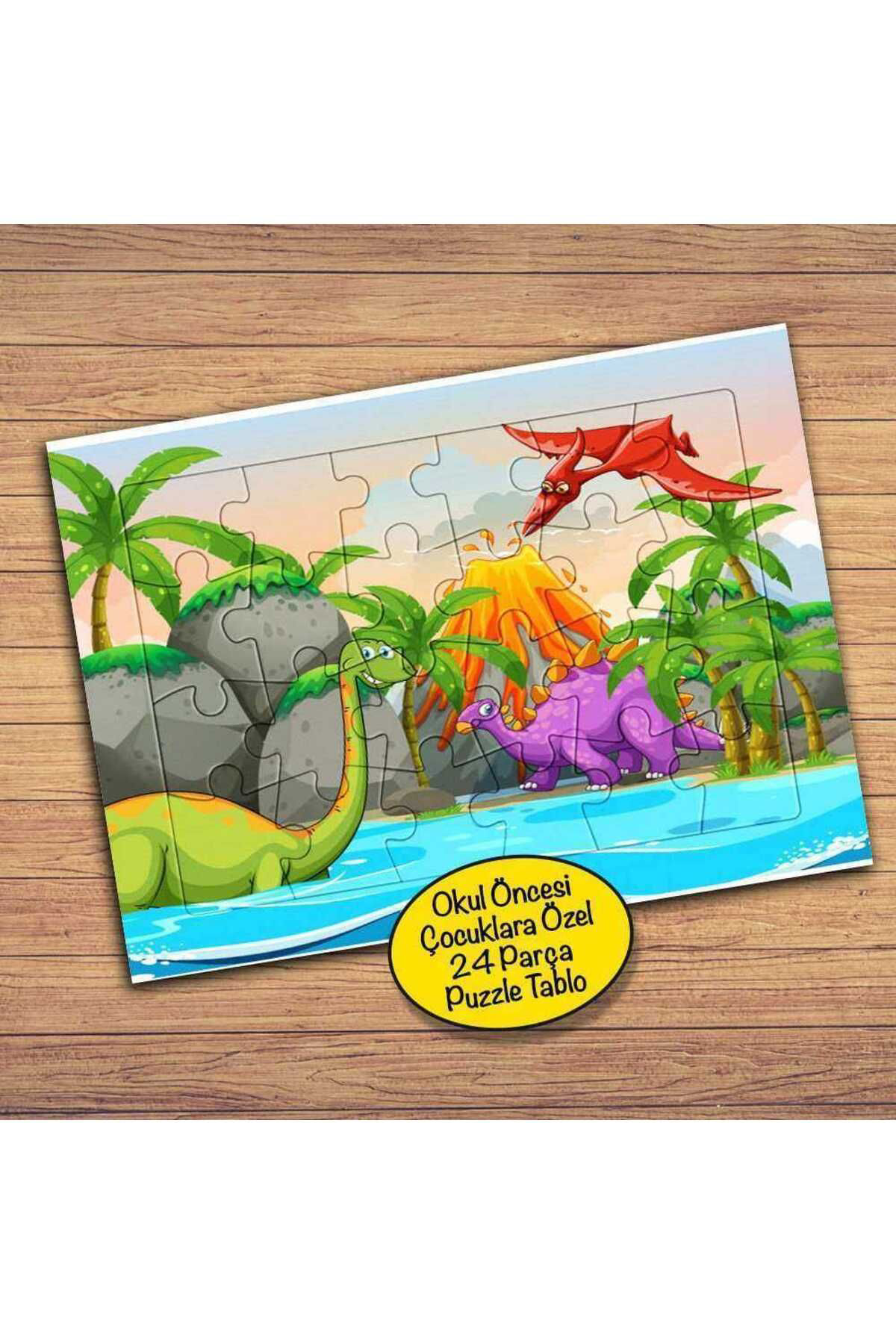 Cnpromosyon Göldeki Dinazorlar-Ejderha 24 Parça Çocuklara Özel Yapboz Tablo-2
