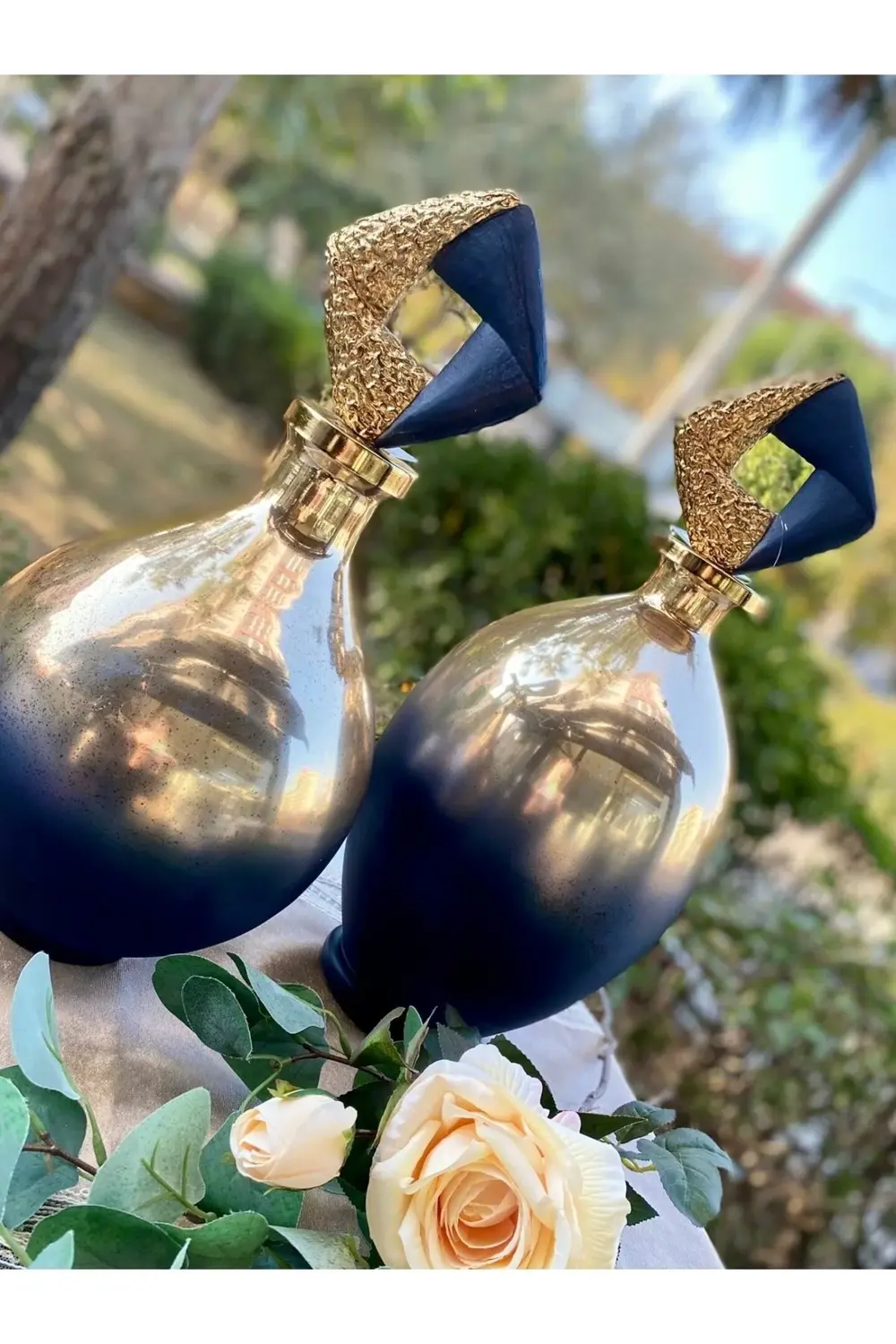 Golden Blue Dekoratif Şişe 45x20 Cm