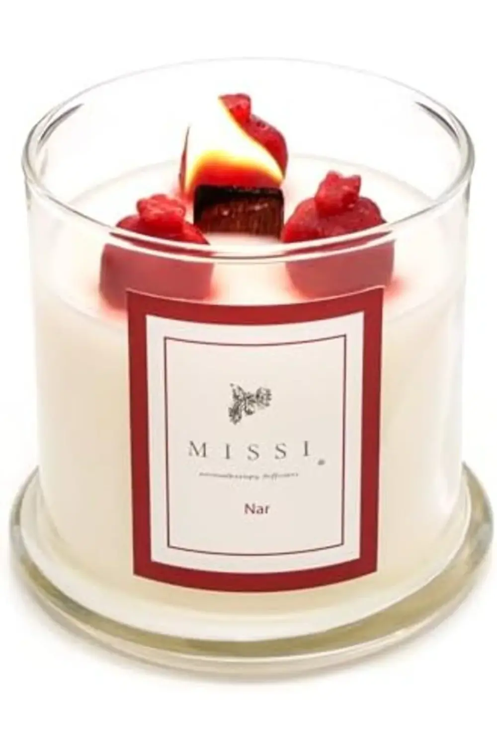 goldflare Cam Ahşap Fitilli Nar Vegan Mum (140 gr) goldpath 10329