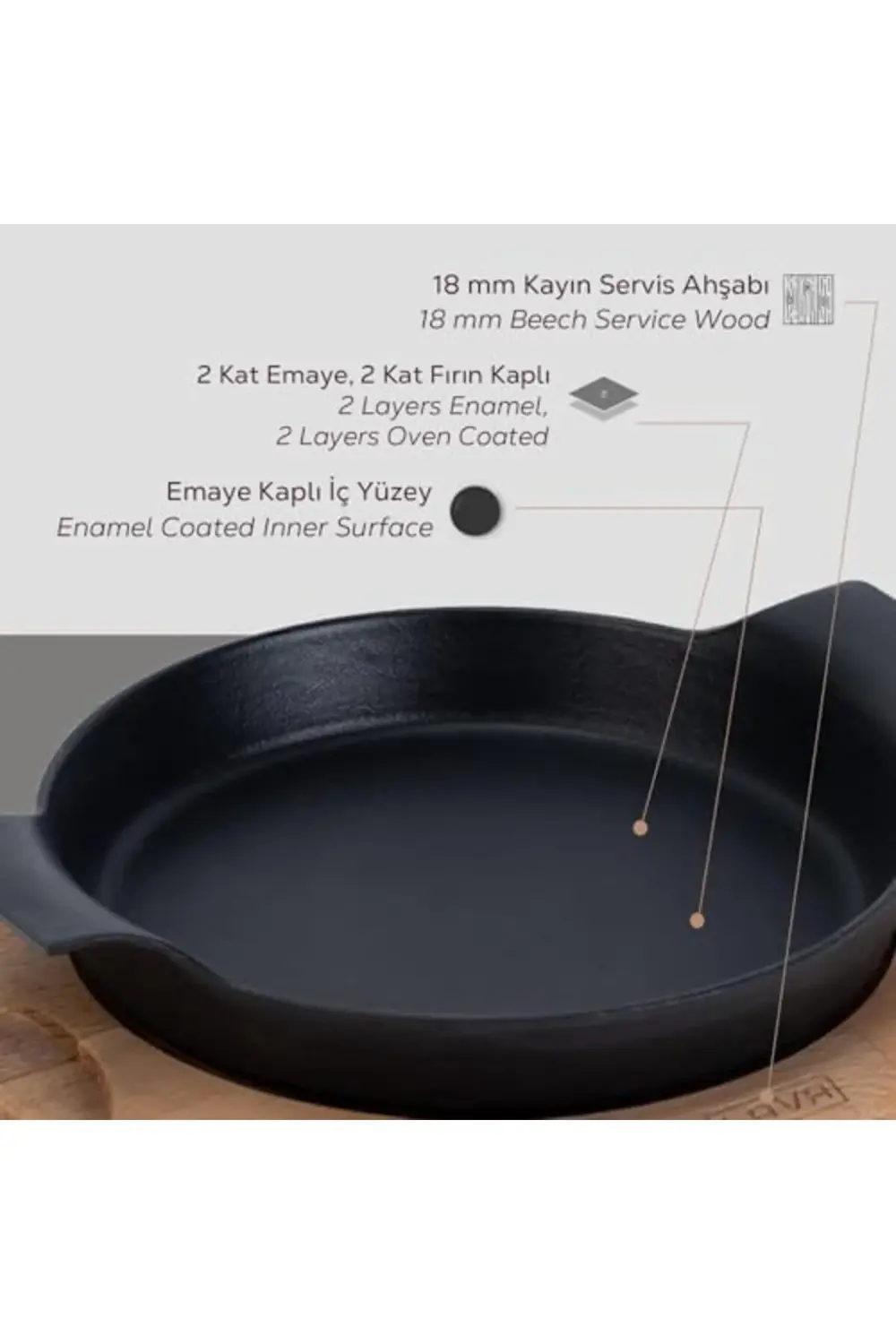 goldflare Döküm Yuvarlak Sahan Döküm Demir Yekpare Çift Kulplu Ka