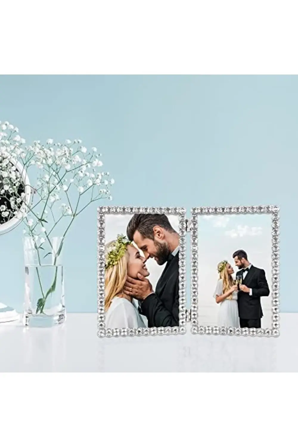 goldflare Gümüş Metal Işıltılı Çift Çerçeve - Şeffaf Parlaklık go