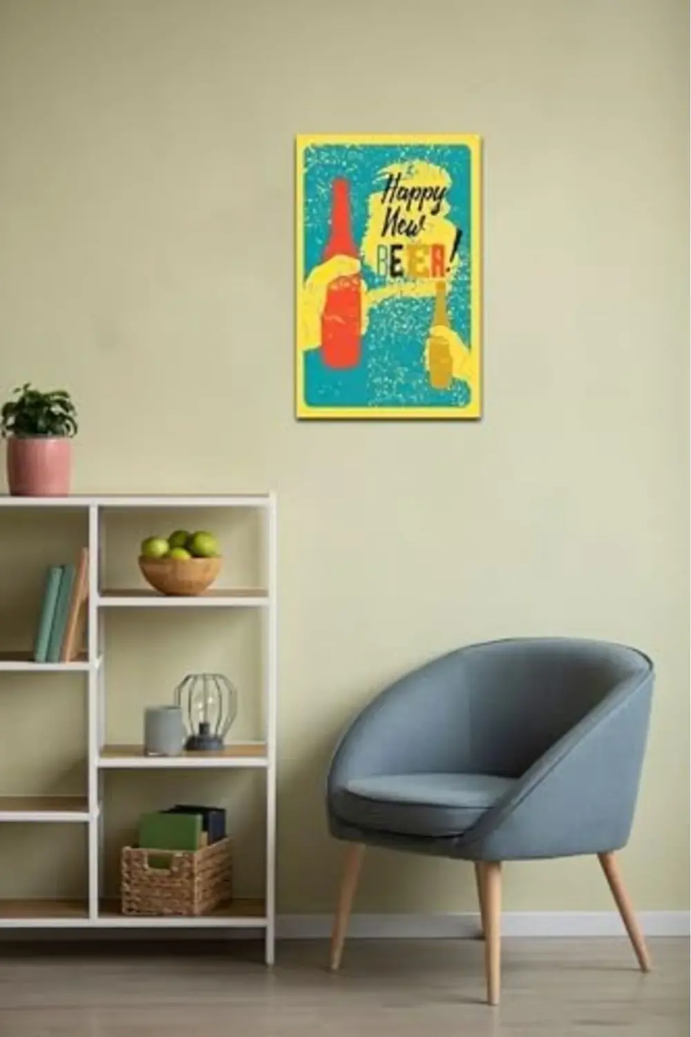 goldflare Kuşe Kağıt Duvar Posteri Happy New Beer Retro Drtr0032