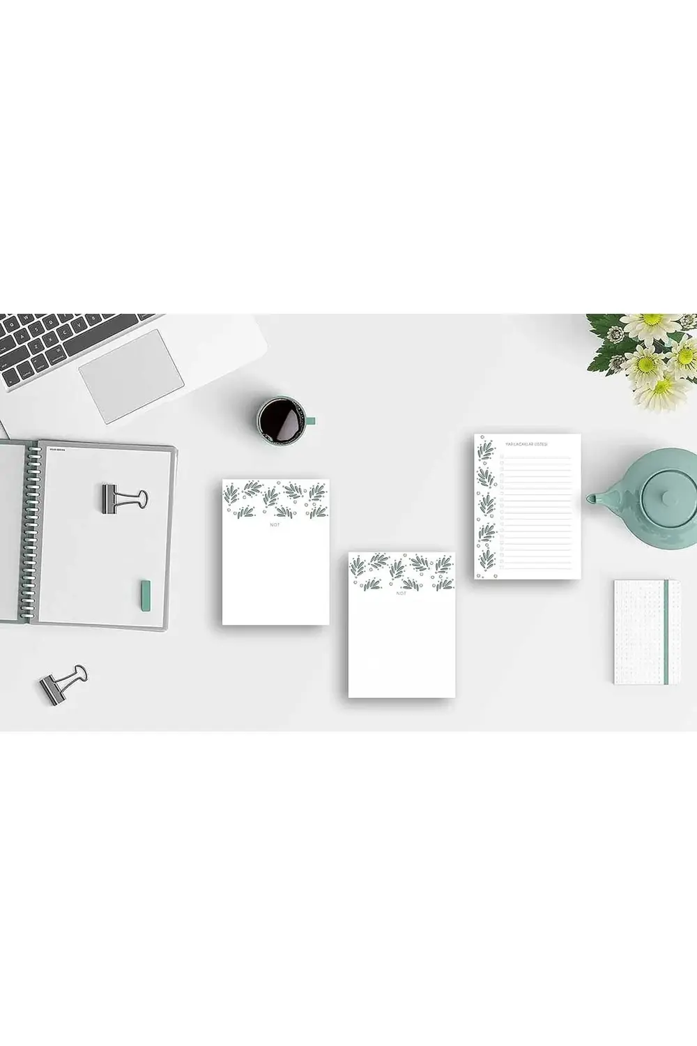 goldflare Tanıtım 3'lü Masaüstü Çiçek Desenli Not Kağıt Seti gold