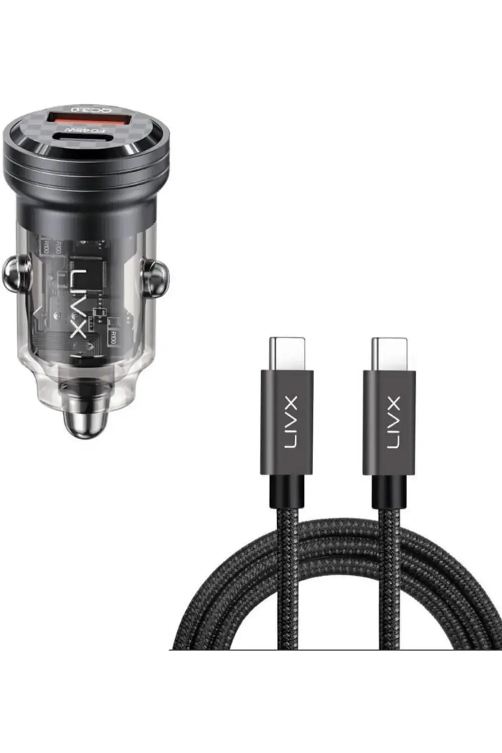 goldglow Transparent 45W PD/QC Mini Araç şarj Cihazı ve 2 Metre H