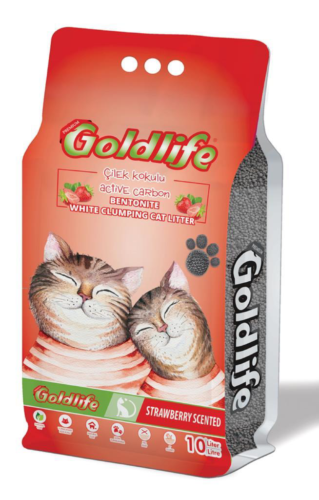 Goldlife Aktif Karbonlu Çilek Kokulu Topaklanan Bentonit İnce Tan