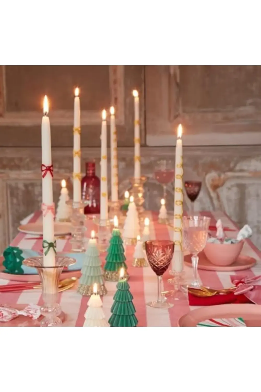 goldpath - Bow Taper Candles - Altın Kurdele Detaylı Mumlar (2'li