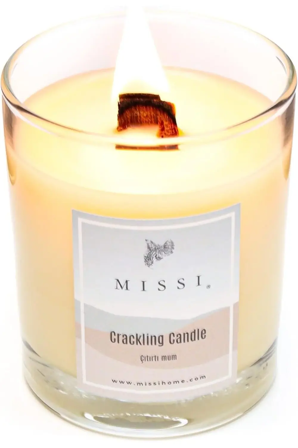 goldtrack Ahşap Fitilli Oud Vanilya Kokulu Ekru Çıtırtılı Vegan M