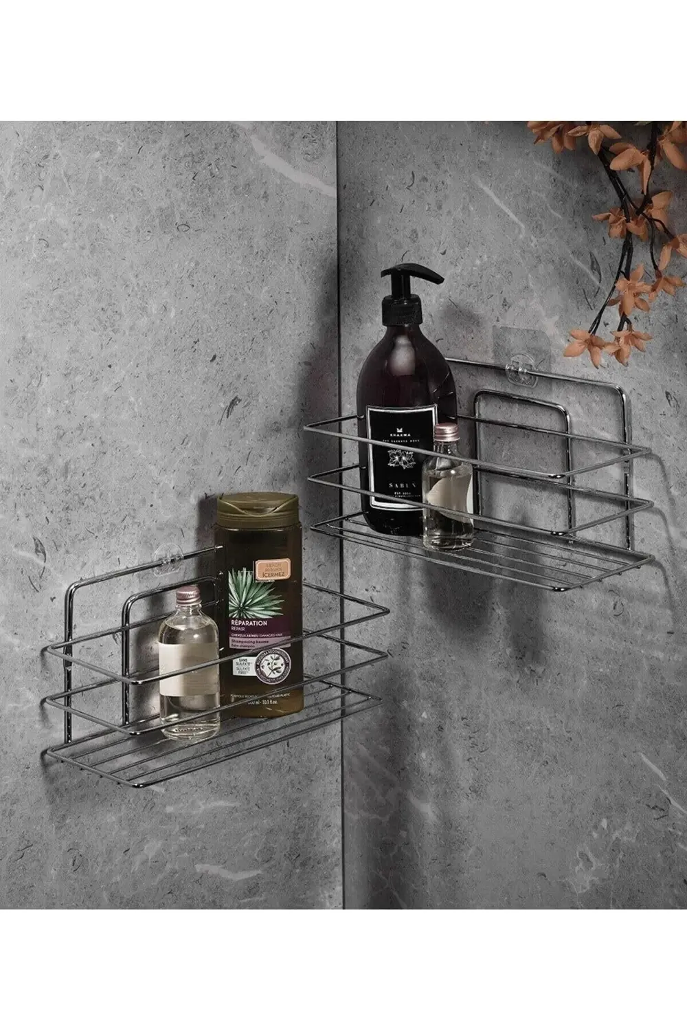 goldtrack Haus Yapışkanlı Düzenleyici Şampuanlık Duş Rafı 2 Adet