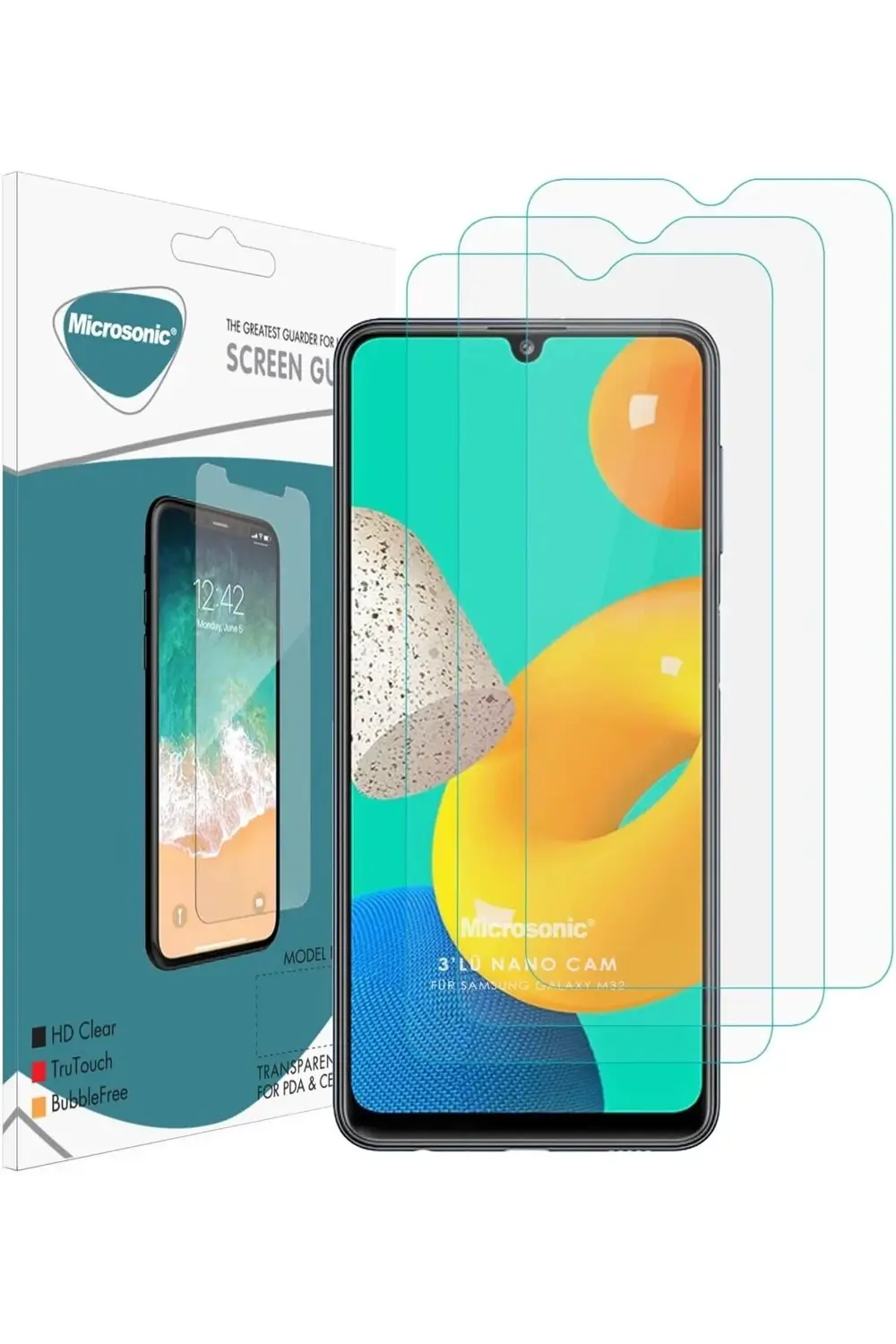 goldtrack M32 4G Screen Protector Glass Cam Ekran (3'lü Paket) [