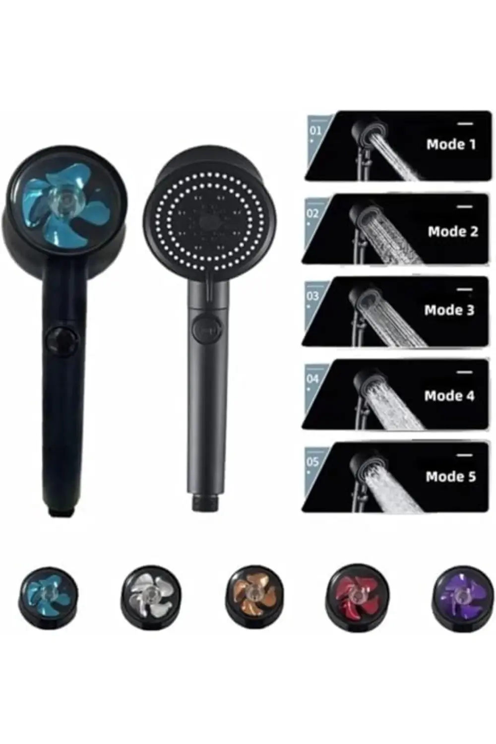 goldwhirl Turbo Fan 5 Fonksiyonlu Duş Başlığı, El Duşu Handshower