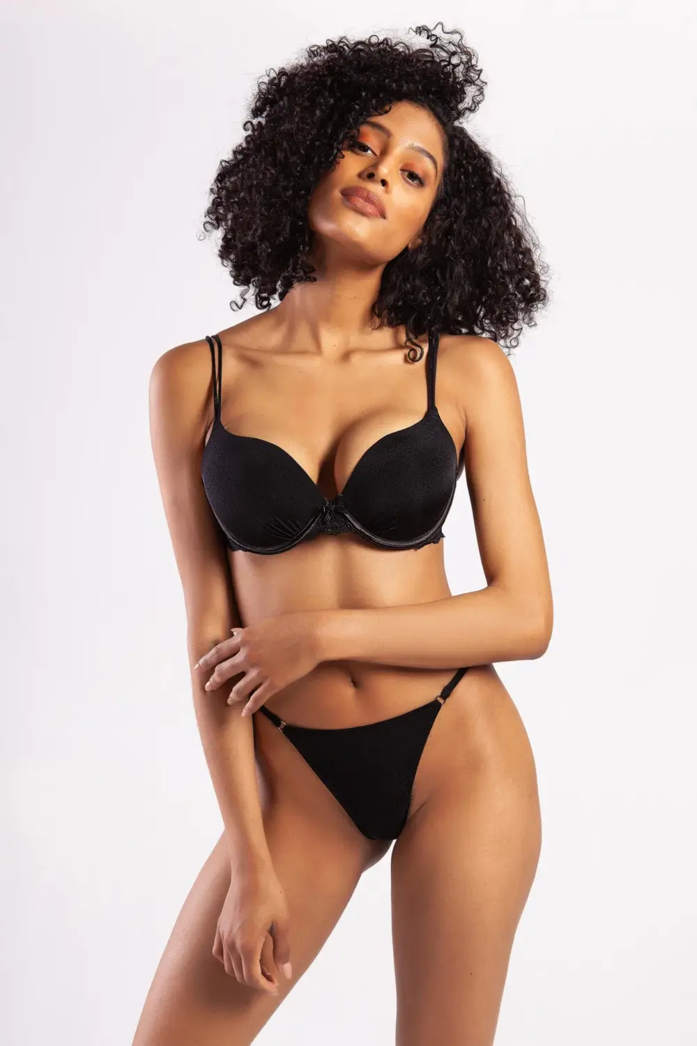 Goldy Mini String, Kadın Dantelli Siyah Külot