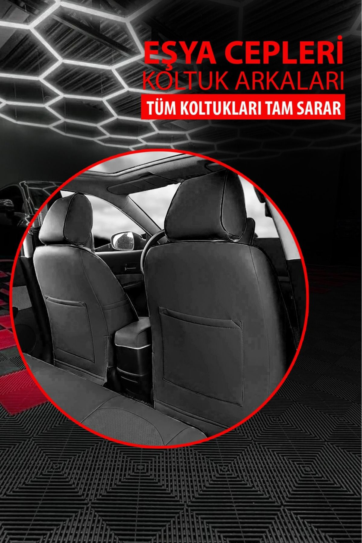 Golem Serisi Taytüyü Kumaş Deri Detaylı Ortopedik Oto Koltuk Kılı