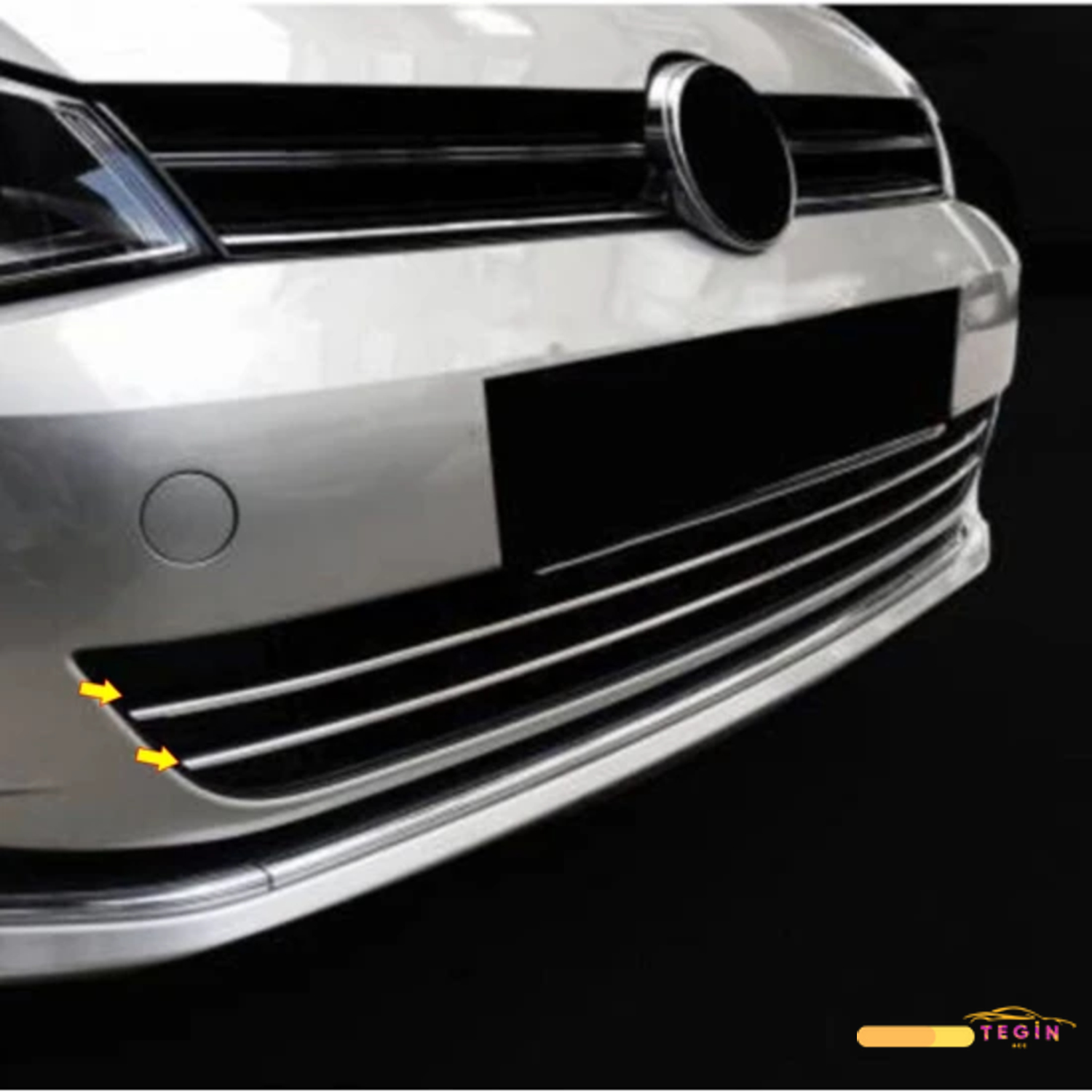 Golf 7 HB 5D 2013 Sonrası Premium Ön Tampon Çıtası 2 Parça Paslan