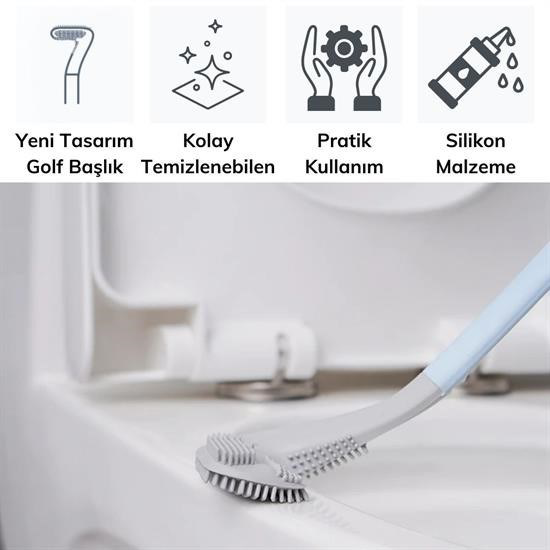 Golf Tasarımlı Silikon WC Klozet Mutfak Temizlik Fırçası Kanca He
