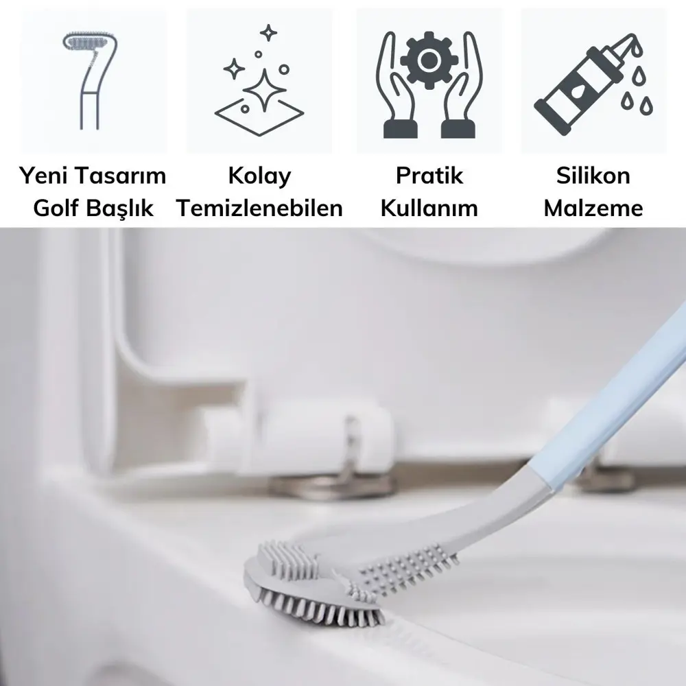 Golf Tasarımlı Silikon WC Klozet Mutfak Temizlik Fırçası Kanca He