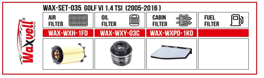 GOLF VI 1.4 TSI FİLTRE BAKIM SETİ  (2005-2016