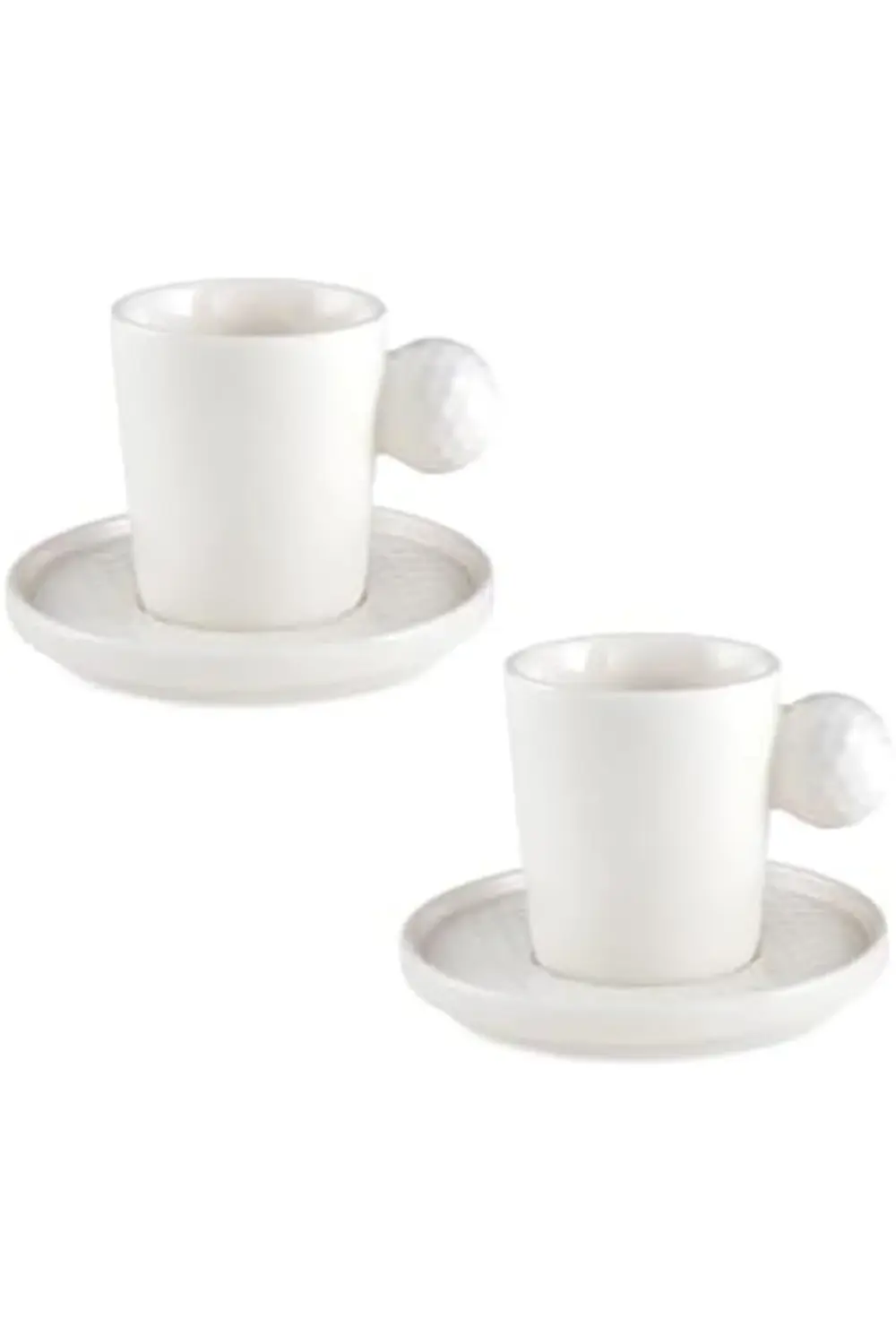 Golfline Beyaz 2'li Tabaklı Kahve Fincan Takımı 90 cc 395519