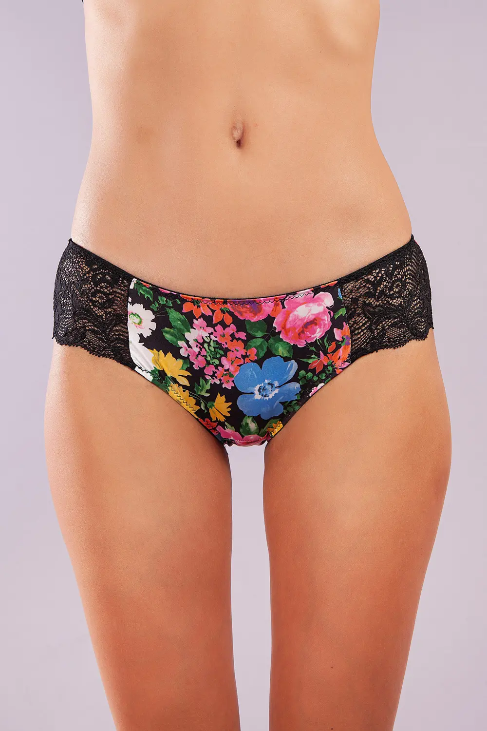 Golshan Garden Boy Short, Kadın Dantelli Çiçek Baskılı Şort Külot